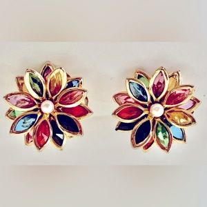 Vintage multi color flower earrings
